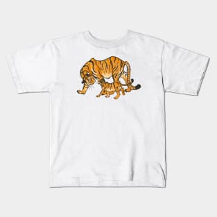 Illustrated Tiger Mama & Cub Kids T-Shirt